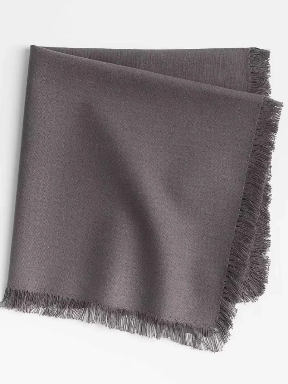 Crate & Barrel Craft Grey Cotton Fringe Napkin - SET OF FOUR - NWT